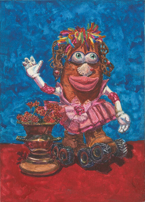 Sweet Tater Cakes Modified Egg Tempera on panel 7"x5"